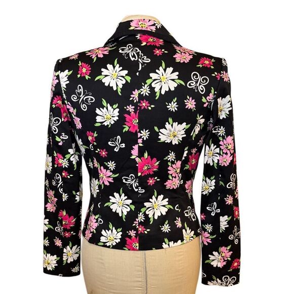 Casual Corner Blazer Floral Print Sz. 4 Lined Single Button Vibrant Vtg - Picture 4 of 10